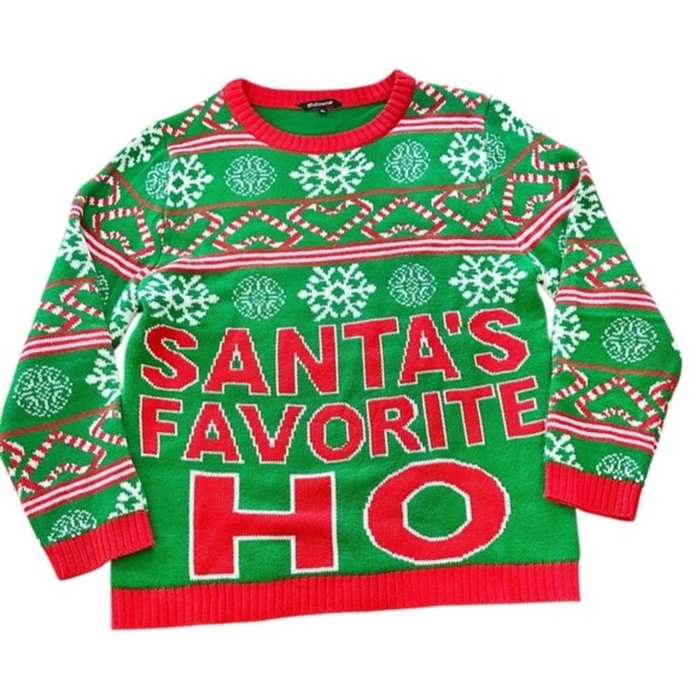#Followme Ugly Funny Christmas Sweater - Santa’s Favorite Ho - Unisex Size XL